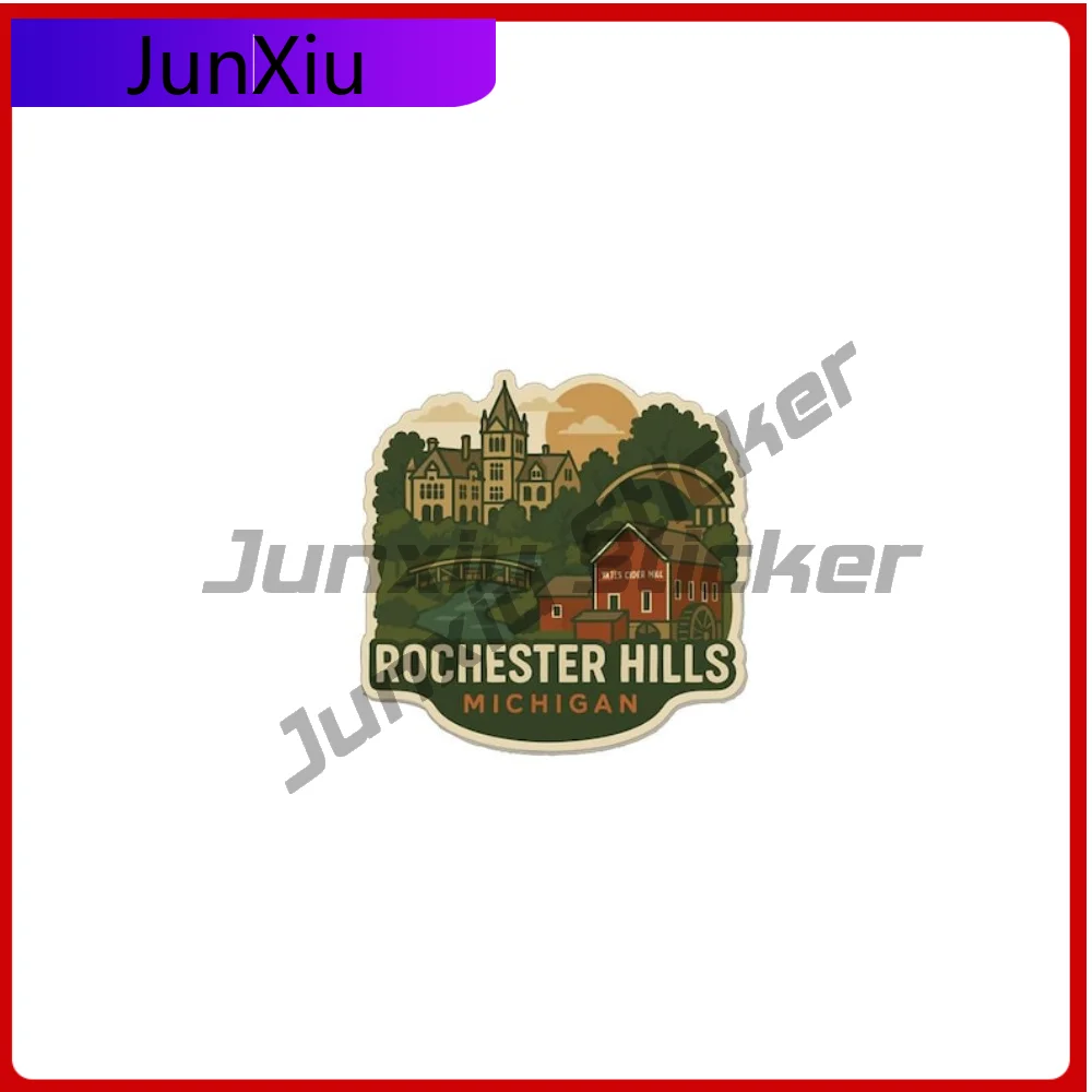 

Rochester Hills Michigan Vacation Sticker Vinyl Scratch-proof Exterior Decal Adventure Motorcycle Umper Truck Pickup Camper Pvc