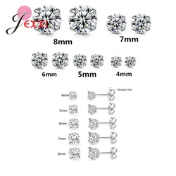 Newest Trendy Stud Earring 100% 925 Sterling Silver Cubic Zirconia For Women Ladies Pretty Anniversary Gifts Fashion