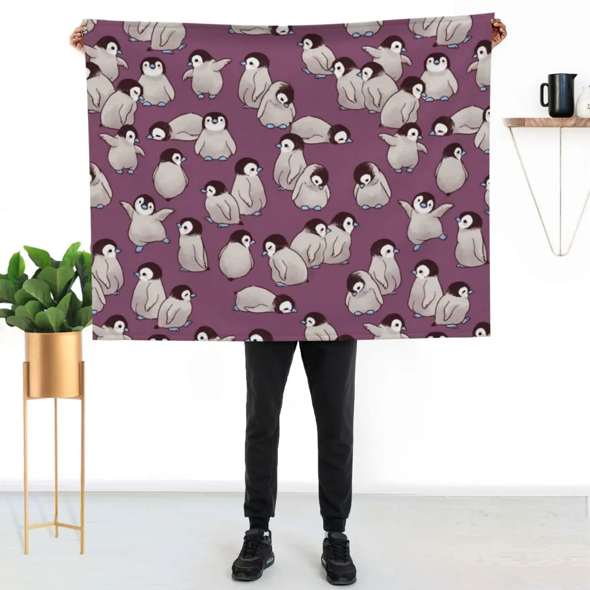 Penguin pattern Throw Blanket Warm Cozy Throw Blanket for Living Room Couch