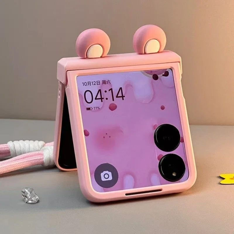 

For Xiaomi Mix Flip Case Cute Pink 3d anime ear hard pc cover kawaii phone cases funda for xiaomi mix flip carcasa