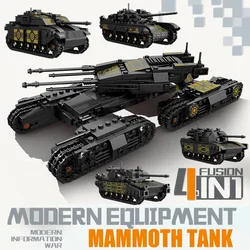 Military MOC 4 IN 1 M1A2 Main Battle Tank Model Building Blocks 1134pcs DIY Challenger Tank Bricks Toys For Children Gifts