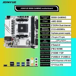 JGINYUE AMD NEW B550 AM4 Mini ITX Motherboard supports Ryzen R5 4000/5000 series processors DDR4 RAM PCI-E 4.0 B550i GAMING