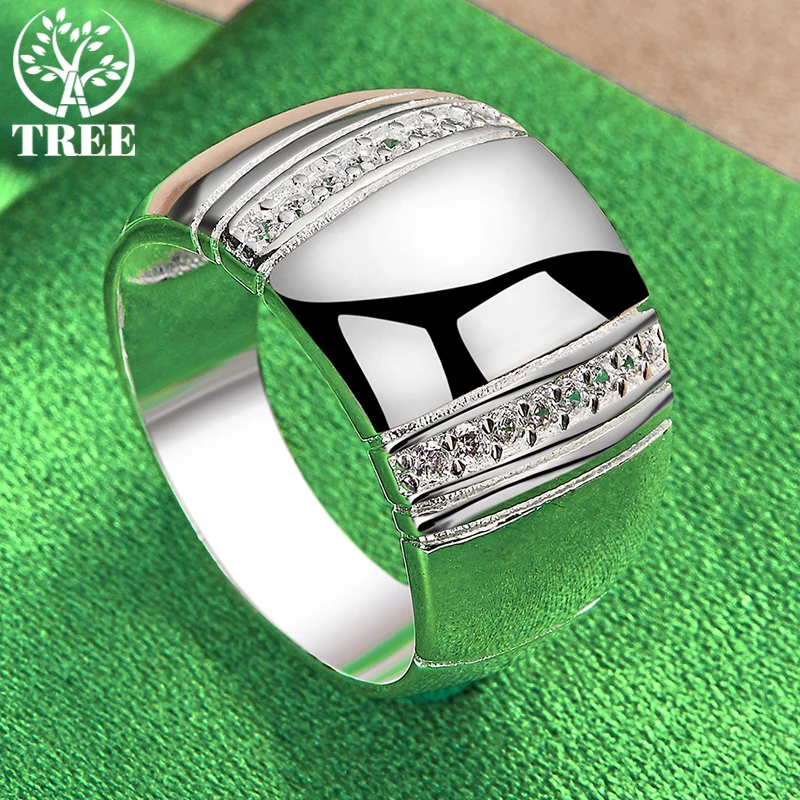 925 Sterling Silver Noble AAA Zircon Gorgeous Wide Ring For Women Men rings Fashion Party Birthday Banquet Wedding Charm Jewelry - Image 5