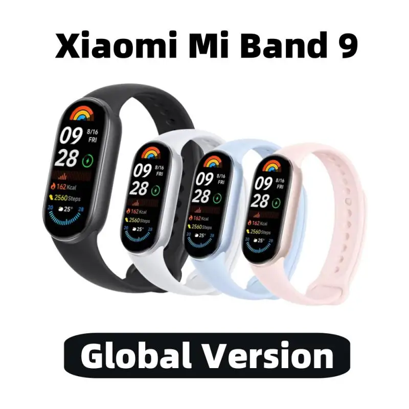 Global Version Xiaomi Band 9 1.62\'\' AMOLED Ultra Long Battery Life 21 Days Miband Smart Bracelet 150+ Sport Modes Blood Oxygen