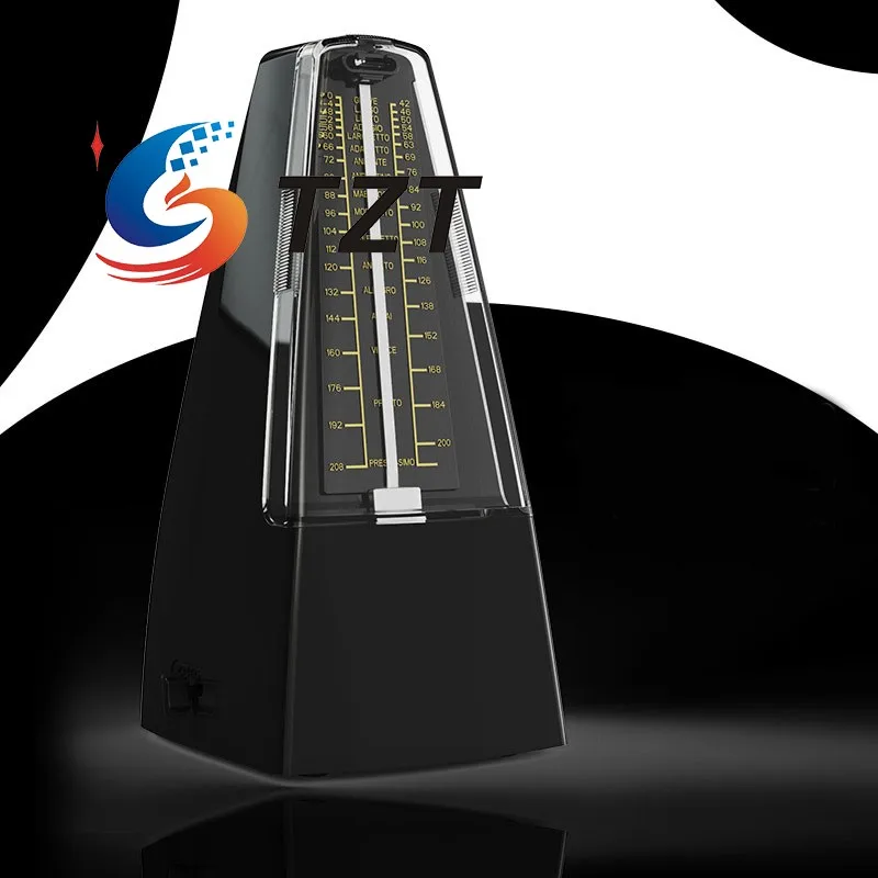 TZT Black Mechanical Metronome 40-208 Beats Metronome with Metal Movement for Piano/Zheng/Violin/Guitar (without Brand Logo)