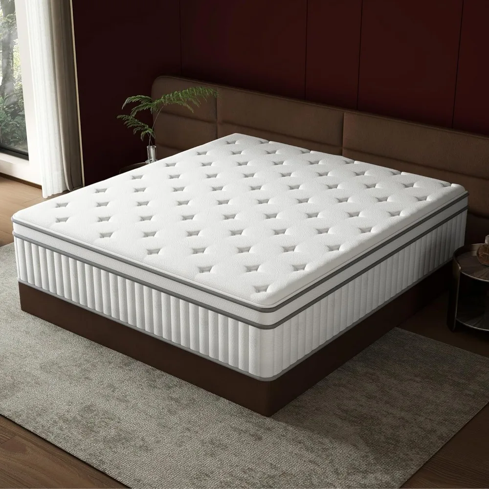 

14 Inch King Hybrid Mattress in a Box for King Bed with Memory Foam and Pocket Spring,Tight Top Medium Firm Feel, 76"*80"*14"