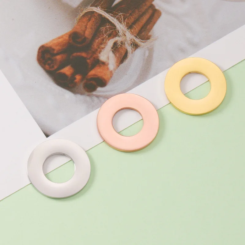 30pc 20mm  Gold/steel Color Stainless steel mirror polish circle ring  Shape Charm DIY Handmade Jewelry Making