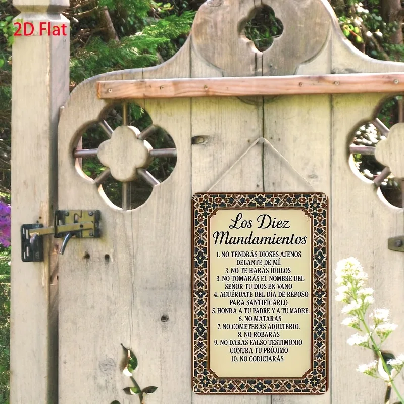 CIFbuy Vintage Aluminum Wall Art Waterproof Ten Commandments Sign For Home Church Office Cafe Indoor Outdoor Room Decor