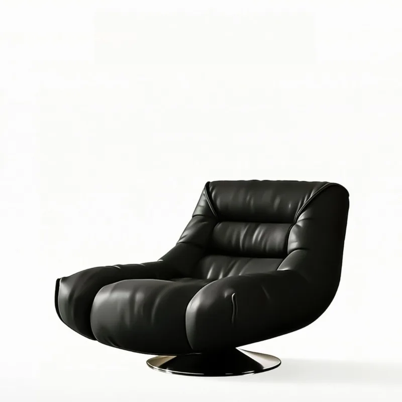 Rotating single sofa chair, high-end leather living room single chair, balcony leisure chair