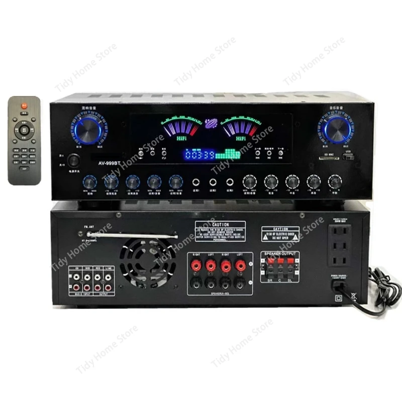 AV-999BT Home Theater Bluetooth Amplifier Dual Toroidal Transformers, 8-Tube, 7-Channel, Subwoofer, High Power