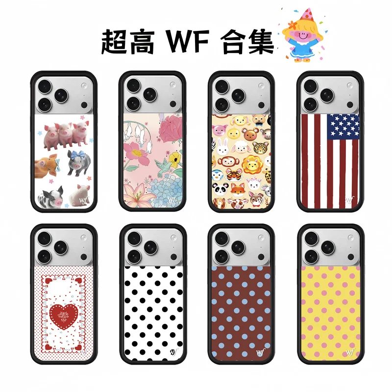 

Fashion Ins Love Heart Polka Dots Cute Phone Case For iPhone 17 Pro 15 Plus 14 13 12 16Pro Max Acrylic Cover WF Flower Funda