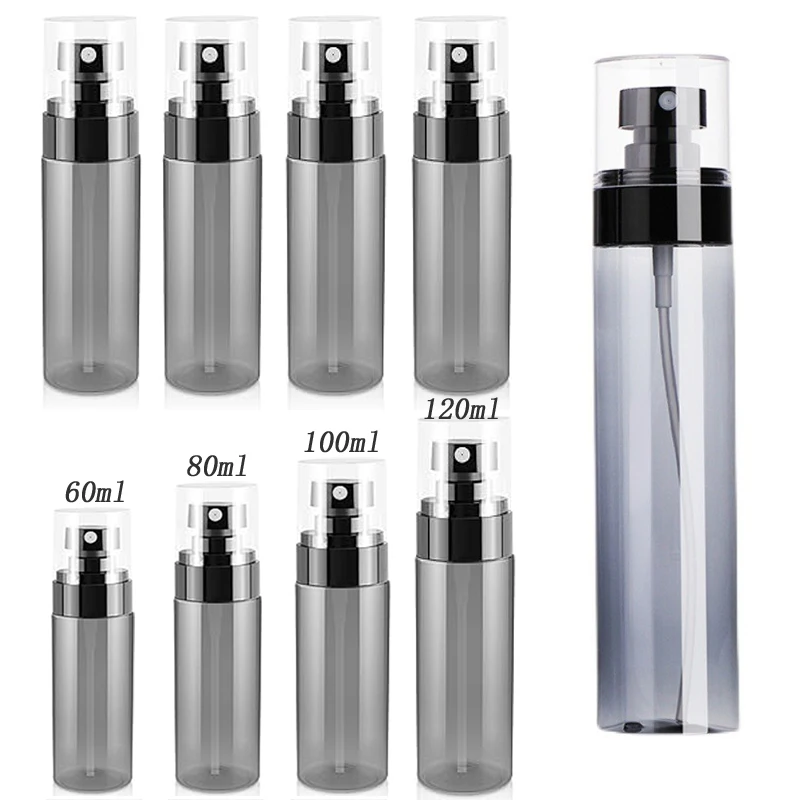 5Pcs Refillable 30ml-120ml Black Translucent Portable Empty Plastic Spray Bottles Mini Travel Cosmetic Fine Mist Spray Container