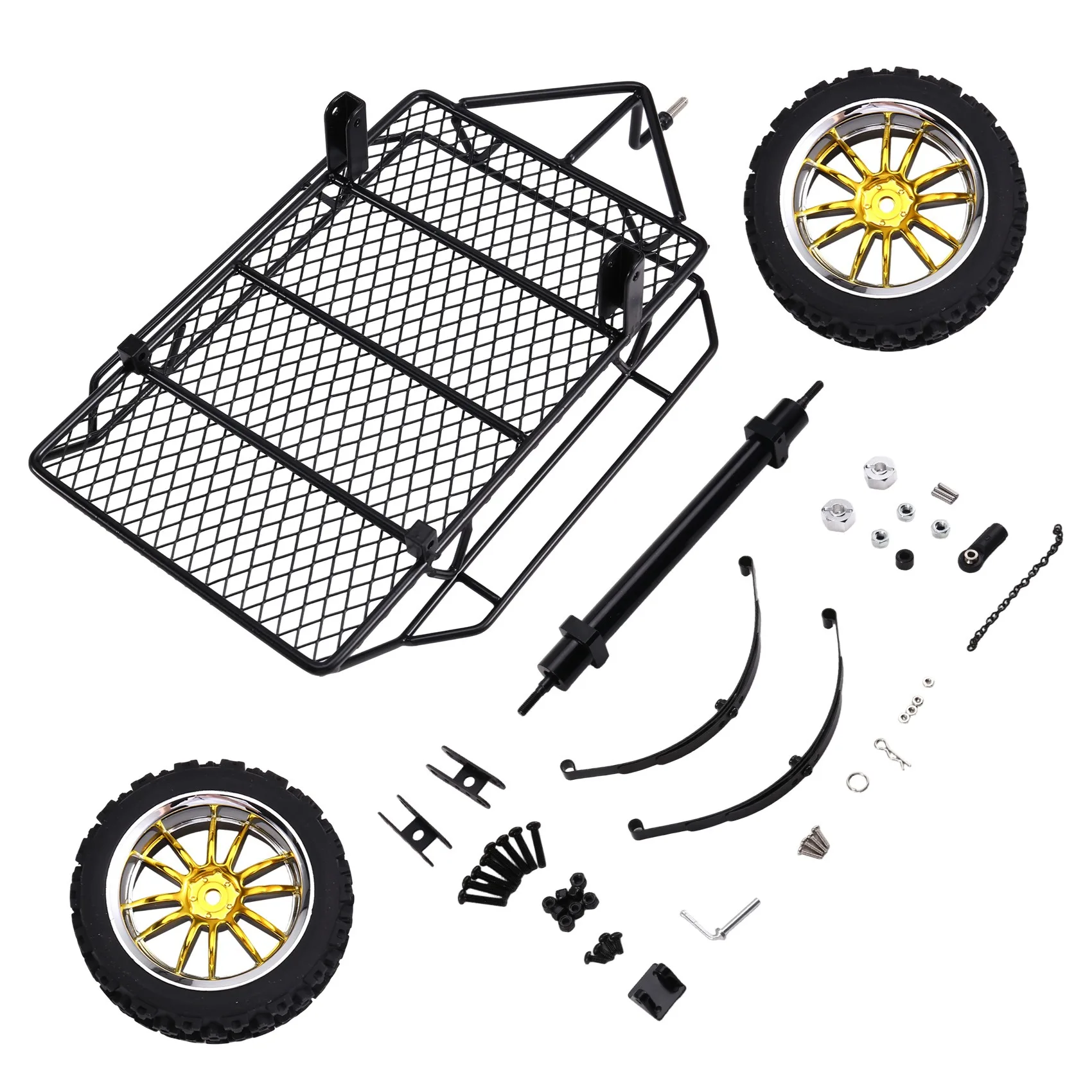 ABWE-Voor 1/10 Schaal RC Afstandsbediening Metalen Simulatie Trailer Frame Voor TRX-4 TRX4 Axiale SCX10 SCX10 II SCX10 III Zwart