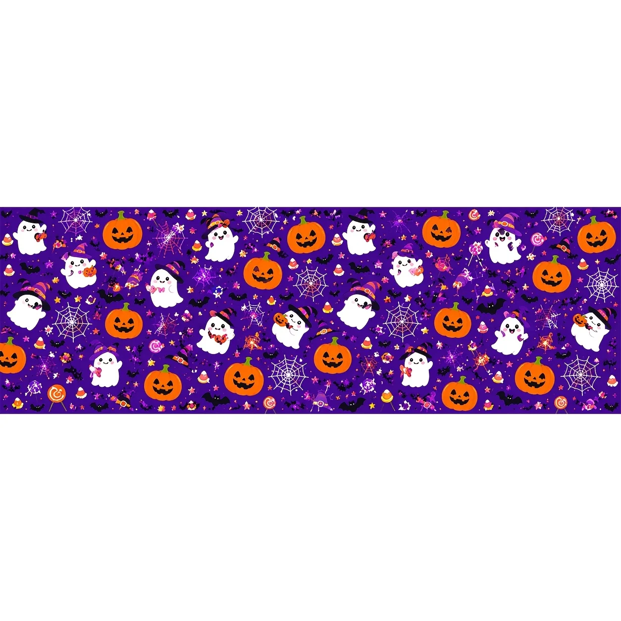 1 piece of tablecloth table skirt - purple background - cute ghost - Halloween table skirt - pig head lampzyc