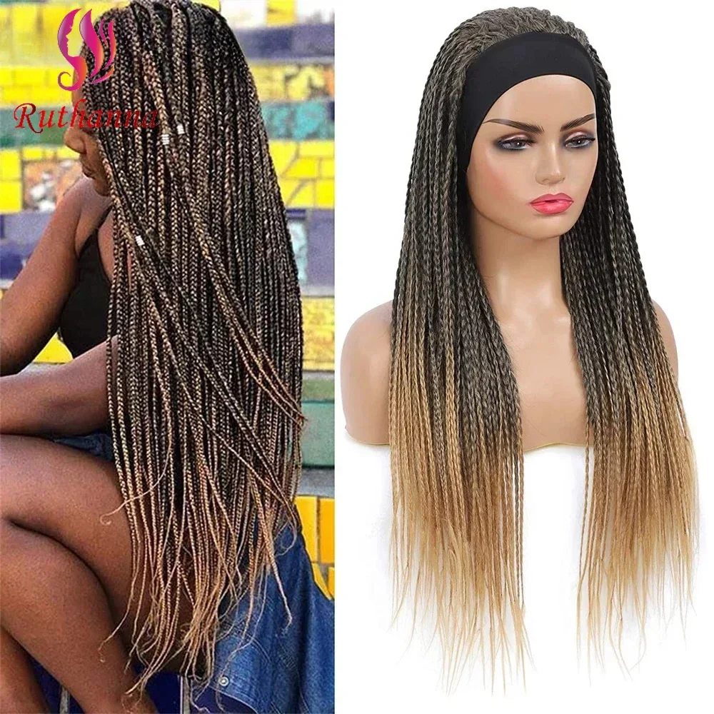 Box Braided Headband Wigs 3x Twist Braided Wig Synthetic Afro Dreadlocks Jumbo Braids Wig For Women Lce Silk Hairband Wig Daily