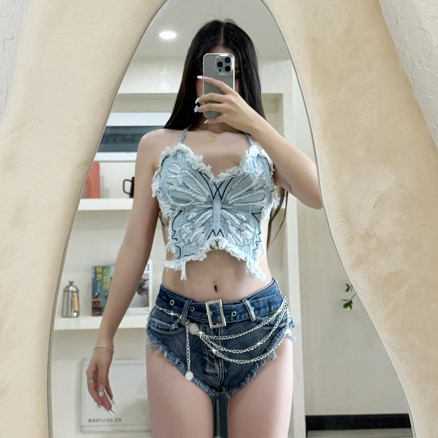 New Summer Sexy Women's High Waist Denim Shorts Hot Pants with Hole Nightclub Women's Fashion Trendy Short Jeans