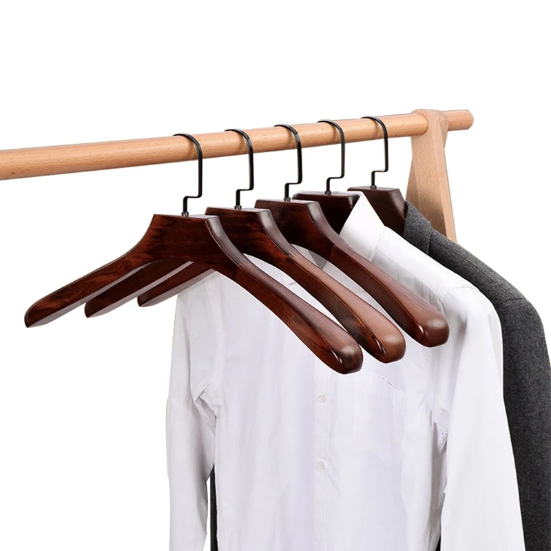 Cloth hangers for luxury antique coat suit sweater jacket storage closet custom logo wide shoulder wooden hangers for clothes