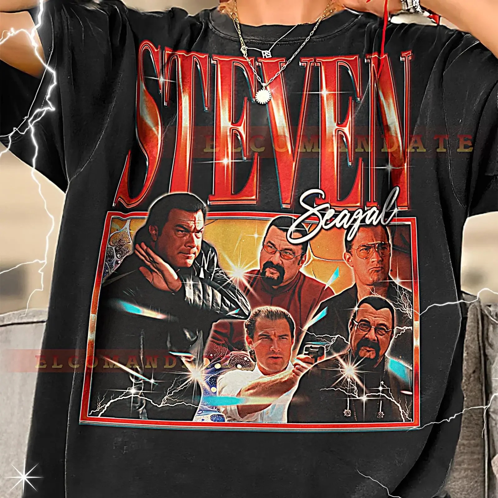 Steven Seagal Bootleg T Shirt Retro Casey Ryback 90s Action Vibe Vintage Sweater vintage Washed Breathable fashion graphic