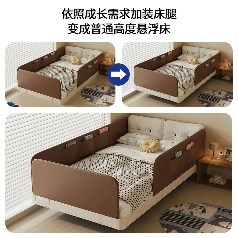 2026 new environmentally friendly Italian light luxury leather modern simple master bedroom room baby bed