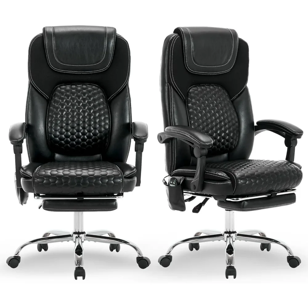 

Executive Office Chair 2-Pack with Heat and Footrest, Ergonomic Reclining Leather Desk Chair with Wheels, High-Back Big