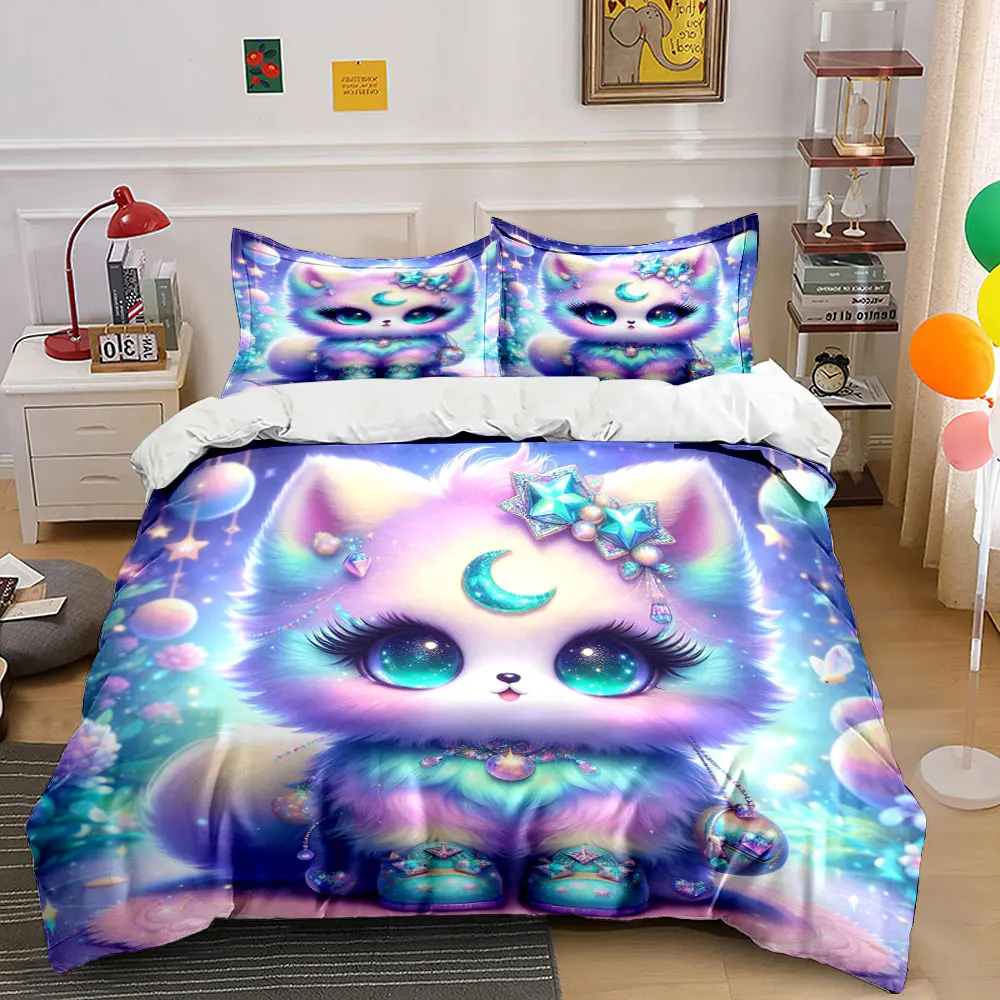 

Dreamy stars with cute details Duvet Cover Set with 3D Printing Design Soft Polyester Bedding Set All-Season Comfort for gifts