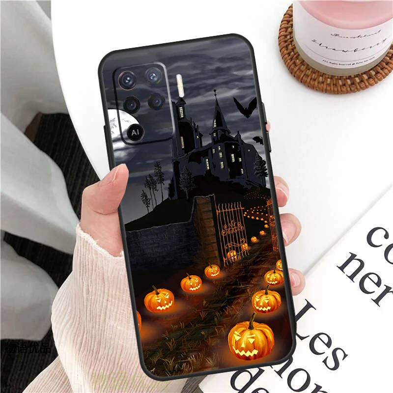 ハロウィン風スマホケース Oppo A78 A54 A74 A94 A17 A57 A77 A76 A16 A96 A18 A60 A80 A40 A38 A58 A98 A15 A5 Pro対応