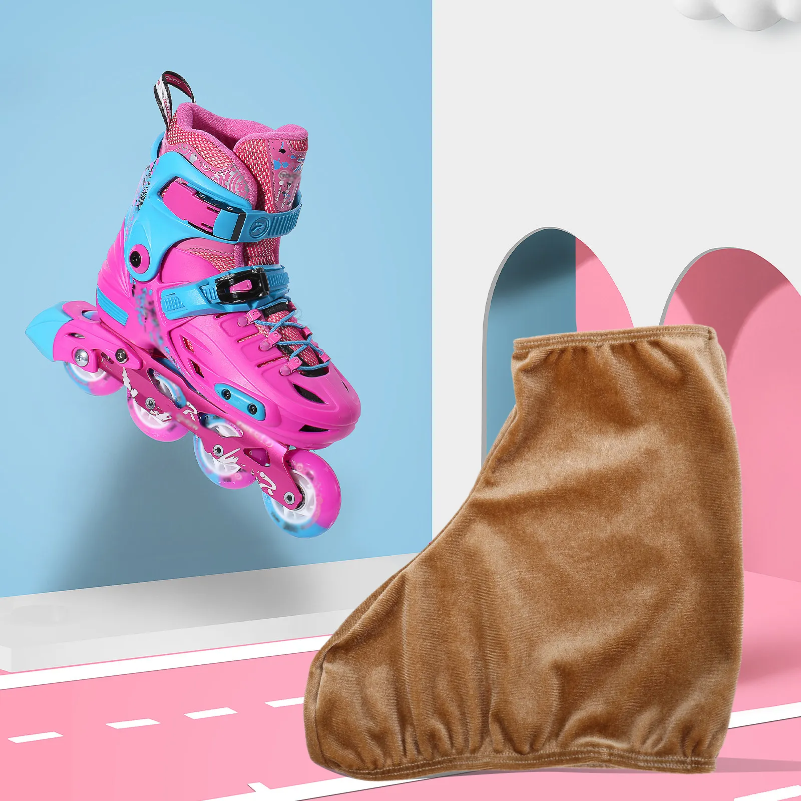 

1Pair Polyester Skating Boot Covers Elastic Opening for Ice Hockey Roller Skates Protective Sleeve Cover Portable Washable