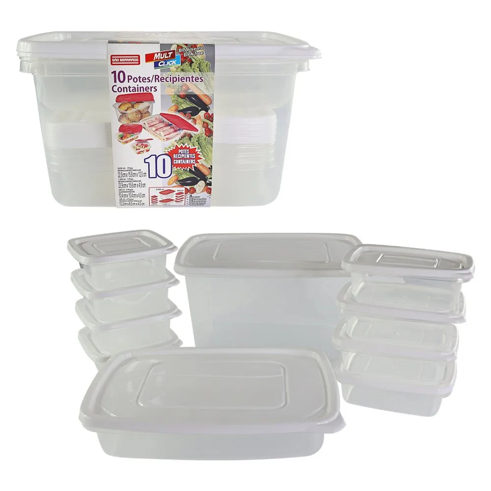 Set with 10 Pots Plastic Containers