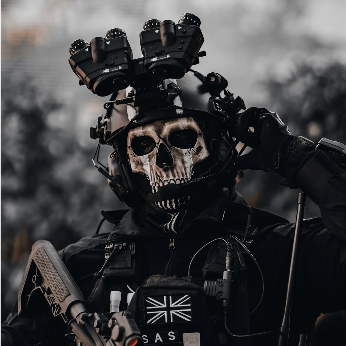 Cod Airsoft Helmet Set with Four-Eye Night Vision Model Tactical Headset Mask Weight Bag for Role-Playing Cs Shooting Games