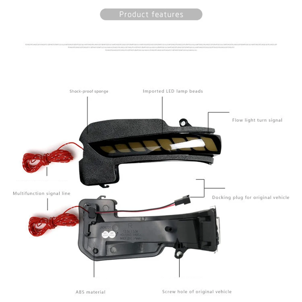 Luz LED intermitente para espejo retrovisor lateral, señal de giro dinámica, para Toyota Fortuner Hilux Innova 2016 +, color amarillo