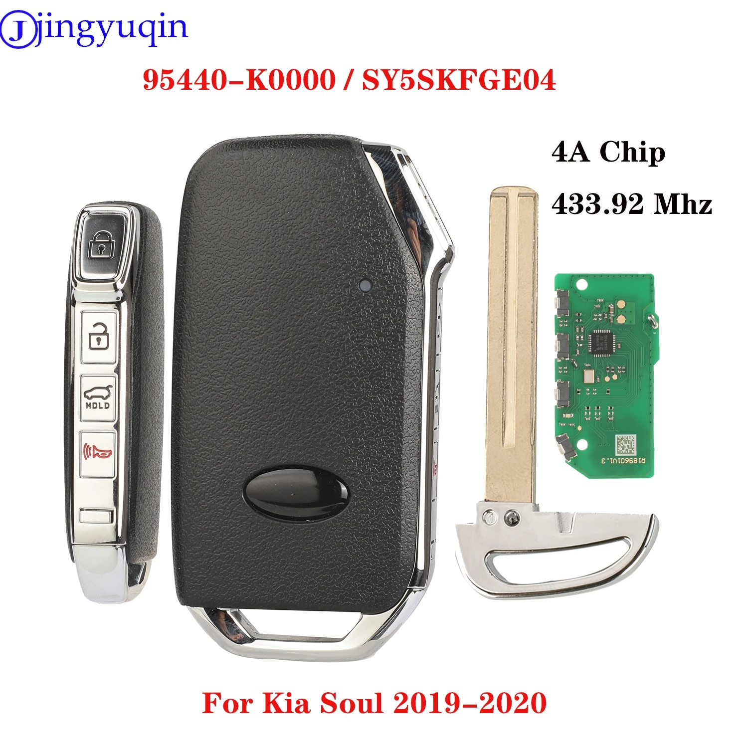 

jingyuqin 4 buttons Remote 433.92MHZ 4A Chip Car Key For Kia Soul 2019-2020 95440-K0000/SY5SKFGE04 Smart Key