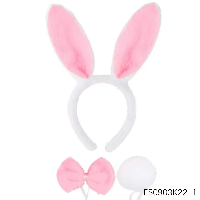 PESENAR  Easter White Rabbit Cosplay Kit, Bunny Ears Headband Nose Mask Pocket Watch for Party Dress Up