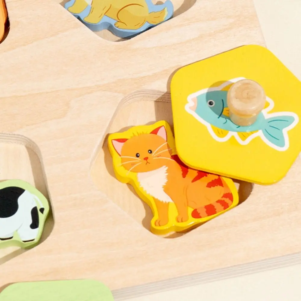 Placa de quebra-cabeça de madeira 3d quebra-cabeças montessori padrão forma cognitiva correspondência jogo de tabuleiro desafios interativo animal jigsaw
