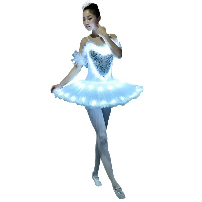 Gloeiend Ballet Professionele Tutu Led Volwassen Kostuums Ballerina Kinderen Pluizige Fluorescerende Prestaties Bruiloft Danskleding