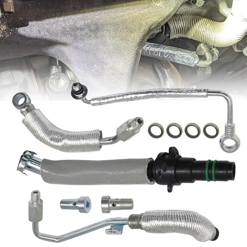 Turbo Oil Return Drain & Oil Feed Pipe Kit For Buick Encore Chevy Cruze 1.4L L4, 55592600 25198546 25200947 55587854