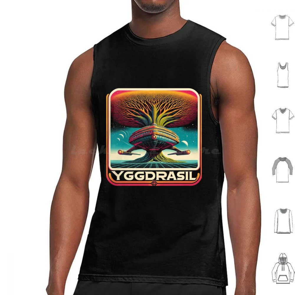 Yggdrasil-Hyperion Tree Ship Tank Tops Print Cotton Yggdrasil Ship Tree Hyperion Shrike Science Fiction Science Fiction