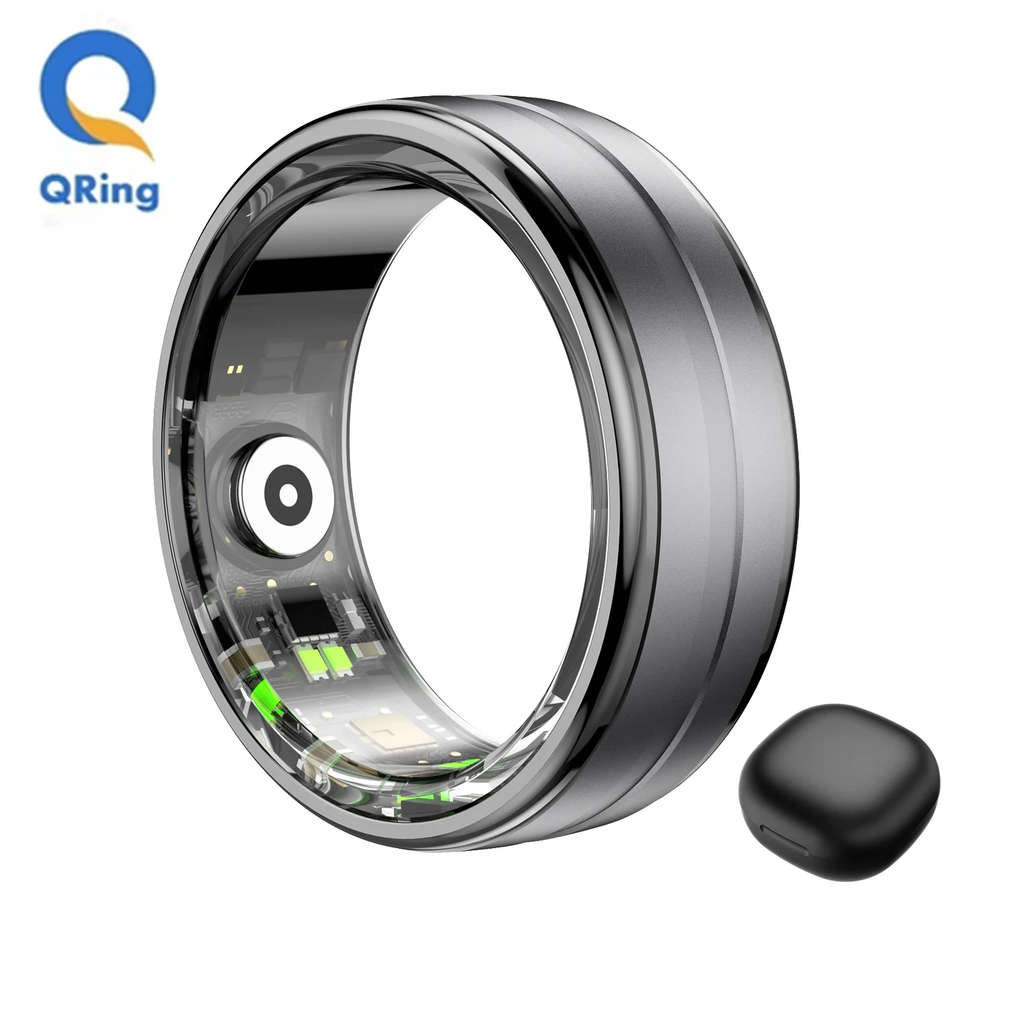 

R06 Smart Ring With Charing Case,Heart Rate and Blood Oxygen Monitor, IP68 & 5ATM Waterproof, Multi-sport Mode For Men Women