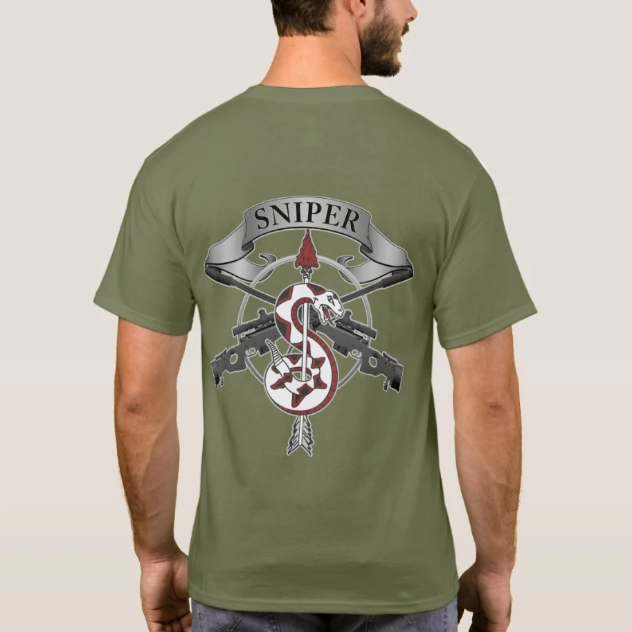 US Army Sniper School Marksman Insignia T-Shirt 100% Cotton O-Neck Short Sleeve Summer Casual Mens T-shirt Streetwear