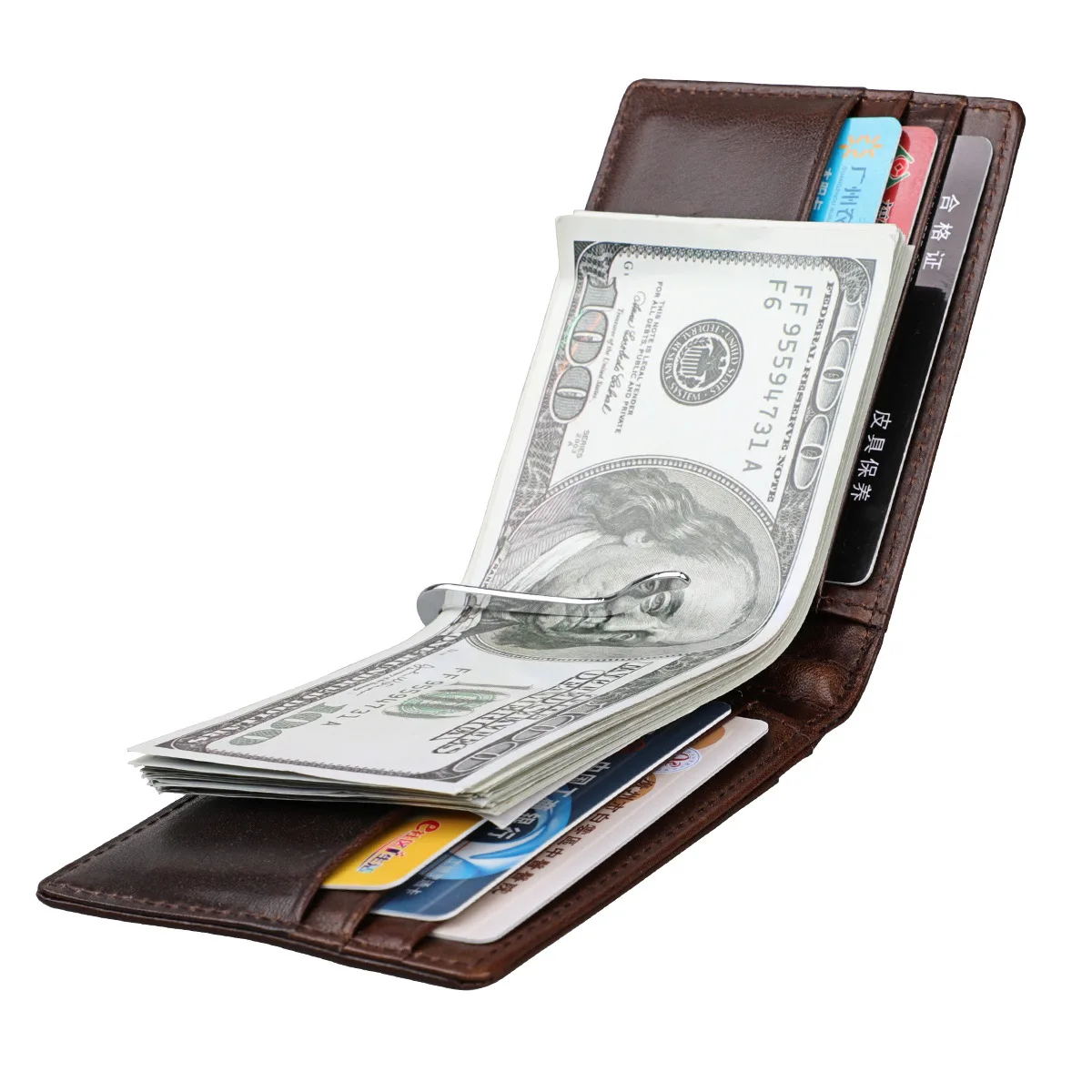 Inventory Magnet Money Clip Slim Leather Wallet Front Pocket Rfid Blocking Card Holder