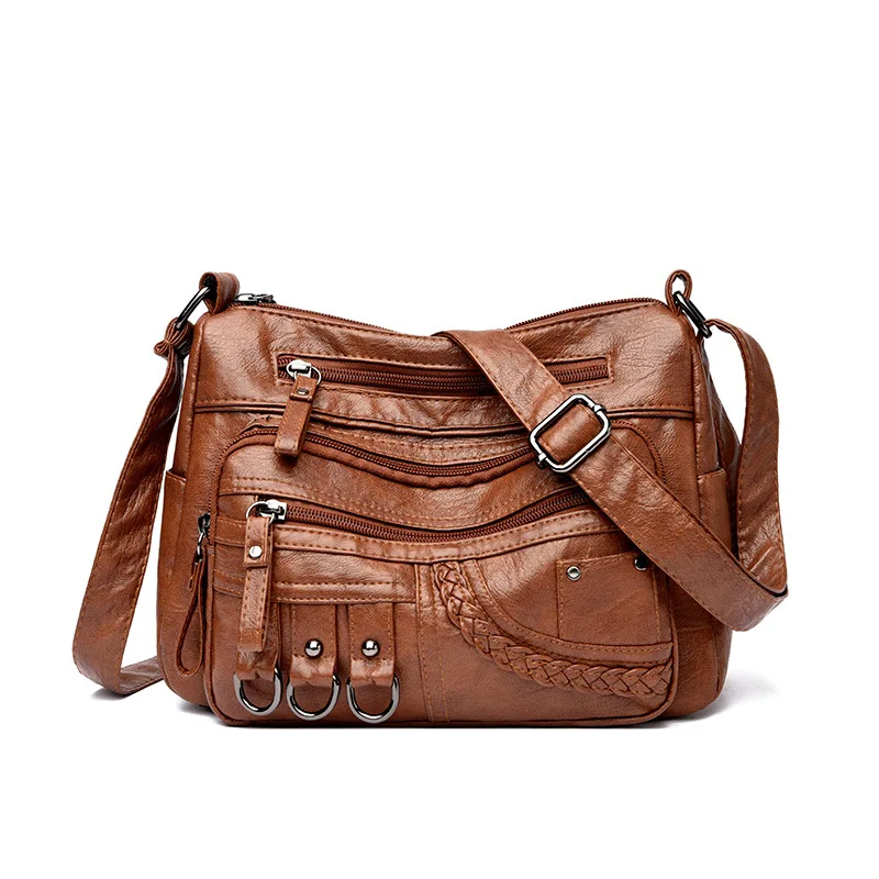 

Women's crossbody bag synthetic leather shoulder bag with adjustable shoulder straps, lightweight multi pocket bag with zipper