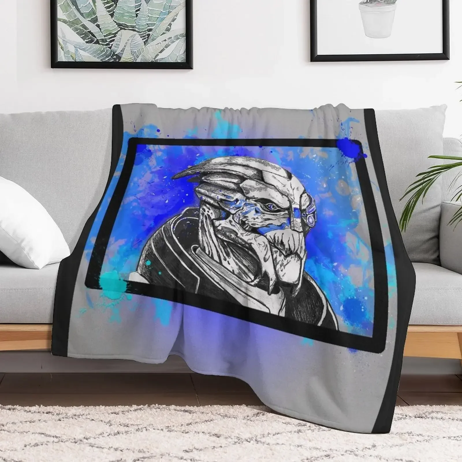 

Garrus Vakarian: Mass Effect (Blue) Throw Blanket Beach Large Blankets for babies decorative Large Summer Blankets