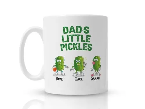 

Personalised Fathers Day Gift, Dad mug, This Dad Belongs To Little Pickles