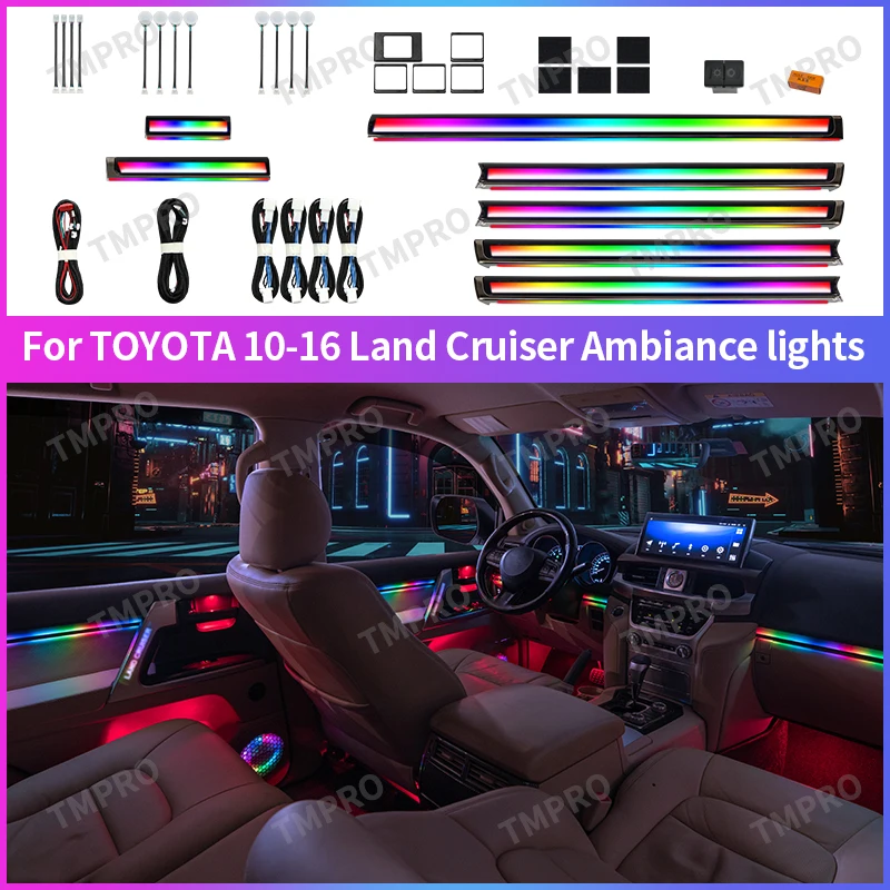 

Applicable for 2010-2016 Toyota Landcruiser Car Ambient Lights Automotive Interior Decoration 64 Colors LED Safety assistance