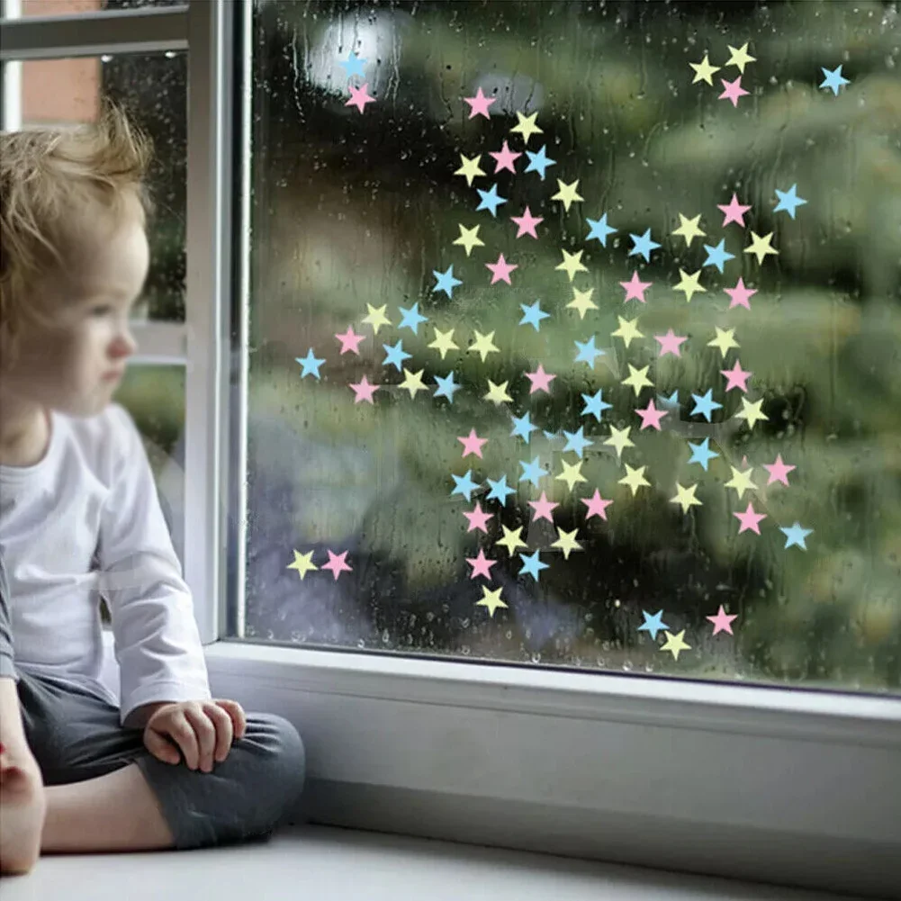 100pieces Glow In The Dark Stars Night Light Wall Stickers Decal Kids Room Home Personalized Home Decoration Household DIY PART