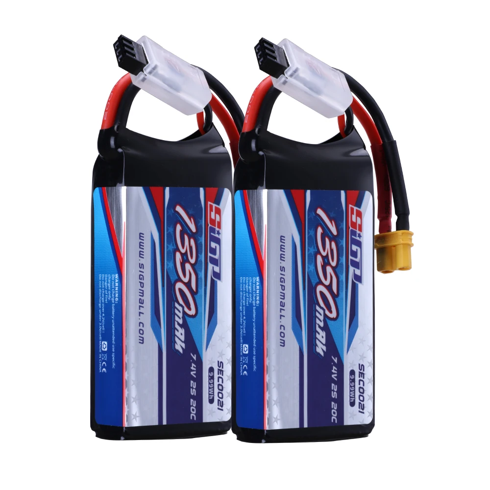 SIGP 2S 1050mAh Lipo Battery 7.4V 20C with JST Plug for RC Airplane Quadcopter Helicopter Drone FPV Model Racing