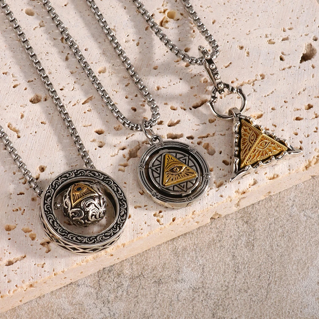 1PC Fashion Vintage Egypt Pyramid Horus Eye Necklace for Men Evil Eye Necklace Men Spiritual Jewelry