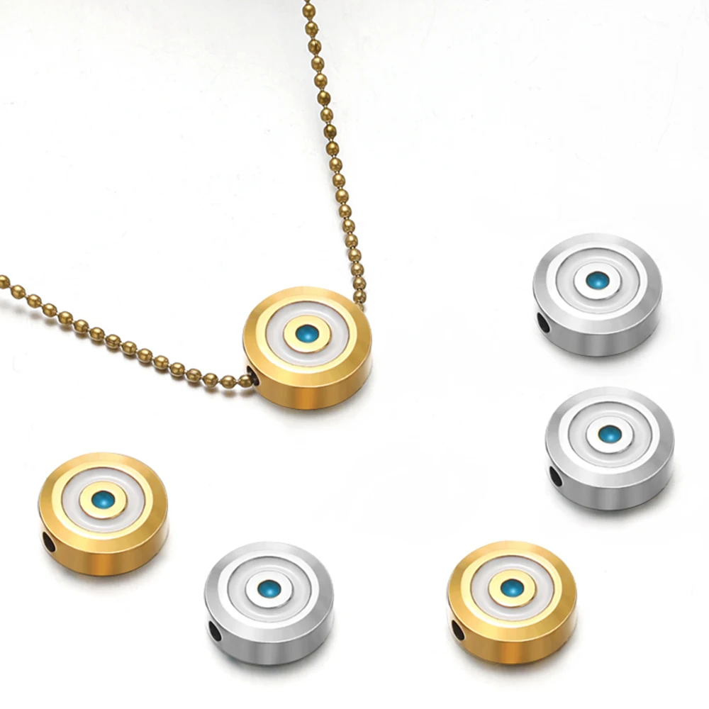 

5pcs/lot Stainless Steel Polished Enamel Eyes Loose Beads Personalize Pendant for DIY Jewelry Necklace Accessories Making Crafts
