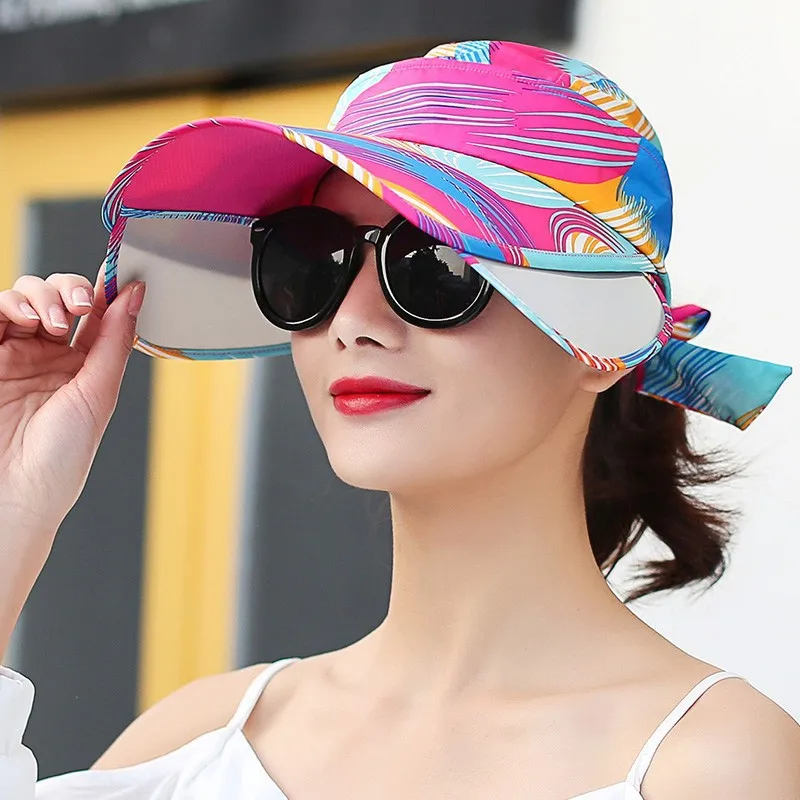 Summer Fashion Lady Bow Ribbon Adjustable Empty Top Hats For Women Outdoor Riding Sports Caps Sunshade Sun Protection Beach Hat