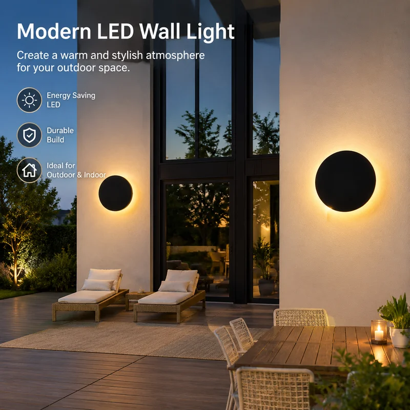 Outdoor Wall Light Nordic Minimalist Round LED Waterproof IP65 Acrylic Exterior Sconce for Entryway Corridor Patio Home Lighting