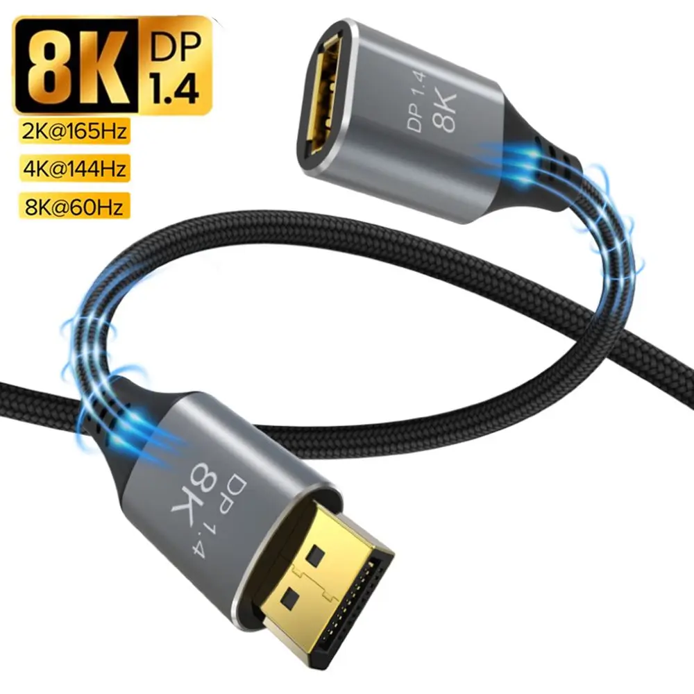 8K 60Hz DP Cable Male to Female Display Port Extension Line for HDTV Laptop Projector Monitor DP Splitter DisplayPort 1.4